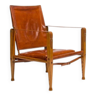 Kaare Klint Safari Chair in Oak and Leather by Rud Rasmussen