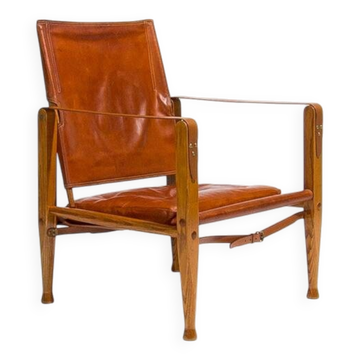 Chaise Safari Kaare Klint en chêne et cuir par Rud Rasmussen