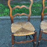 Set of 4 Louis XV straw chairs – solid wood – curved backrest