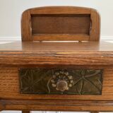 Vintage solid oak bedside table, 1 door, 1 drawer and 1 niche