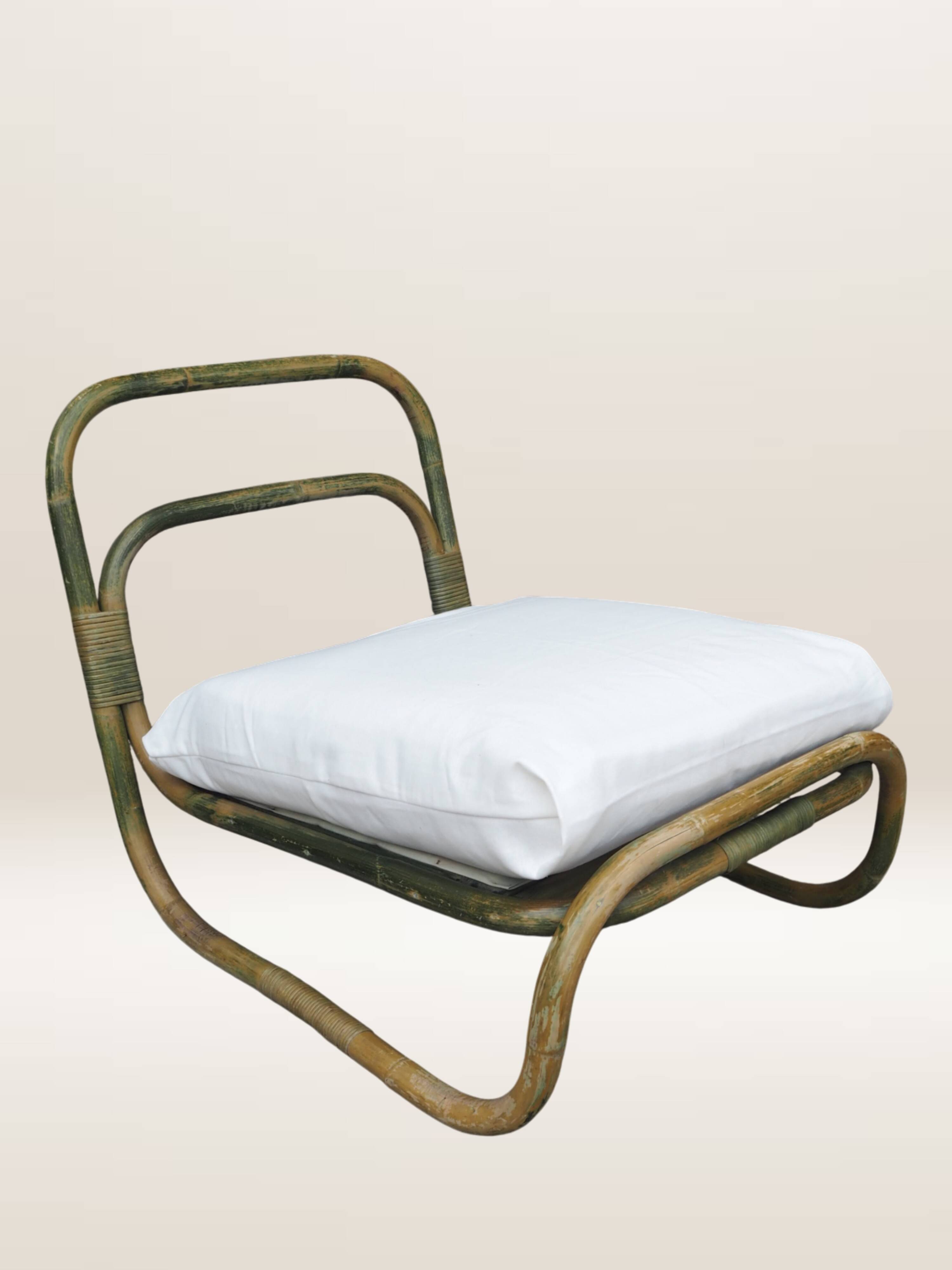 Pair of curved bamboo armchairs