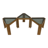 Vintage Set of 3 side tables by Porada Arredi, 1970s nesting tables design