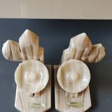 Mexican Bookends in Sombrero/Dozing Against Cactus. Made of onyx.