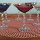 6 coupes à  champagne pied torsadé multicolore annee 1970