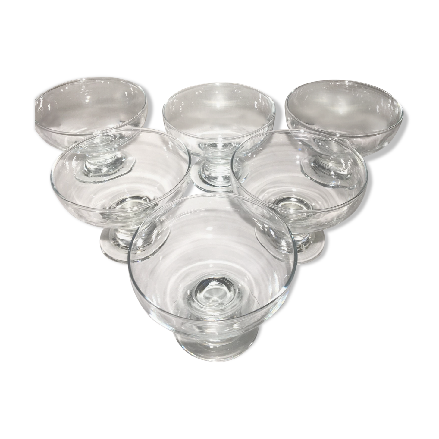 Lot of 6 champagne glasses from the 60s/70s in glass and crystal