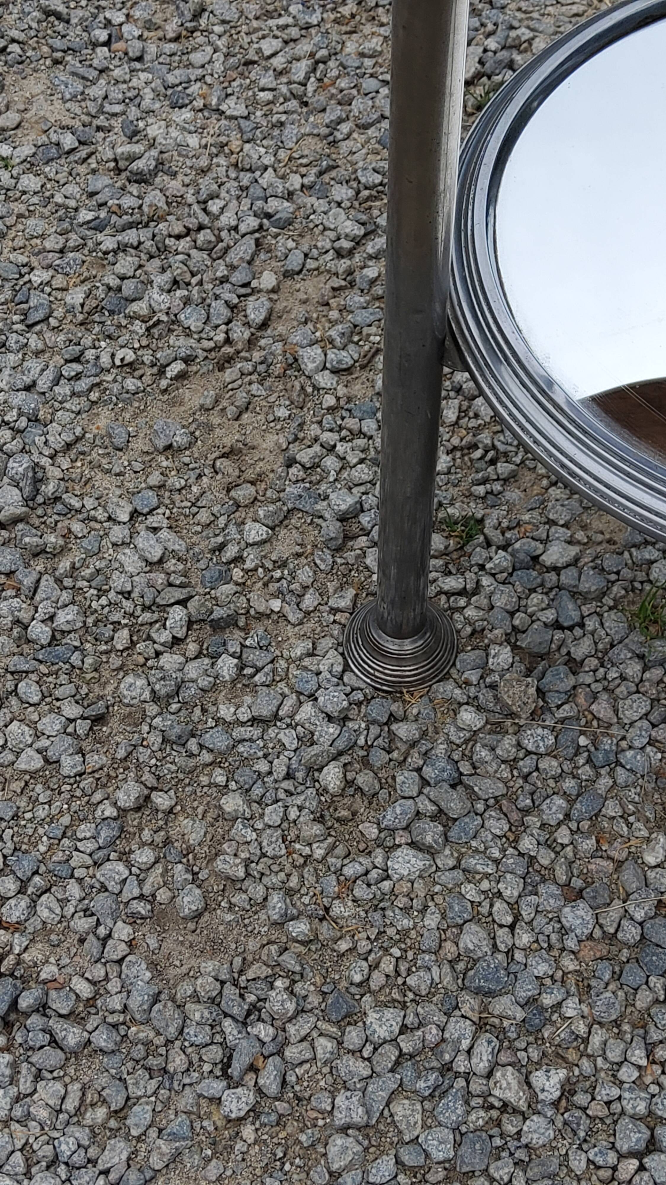Art Deco side table, end table in chromed metal and mirror, 1930