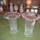 Pair of Daum France crystal cornets vases – Twisted ribbed model