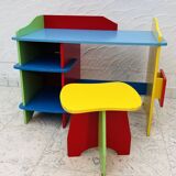 Multicolored children's desk and stool