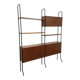 Vintage Italian double modular bookcase in wood and metal