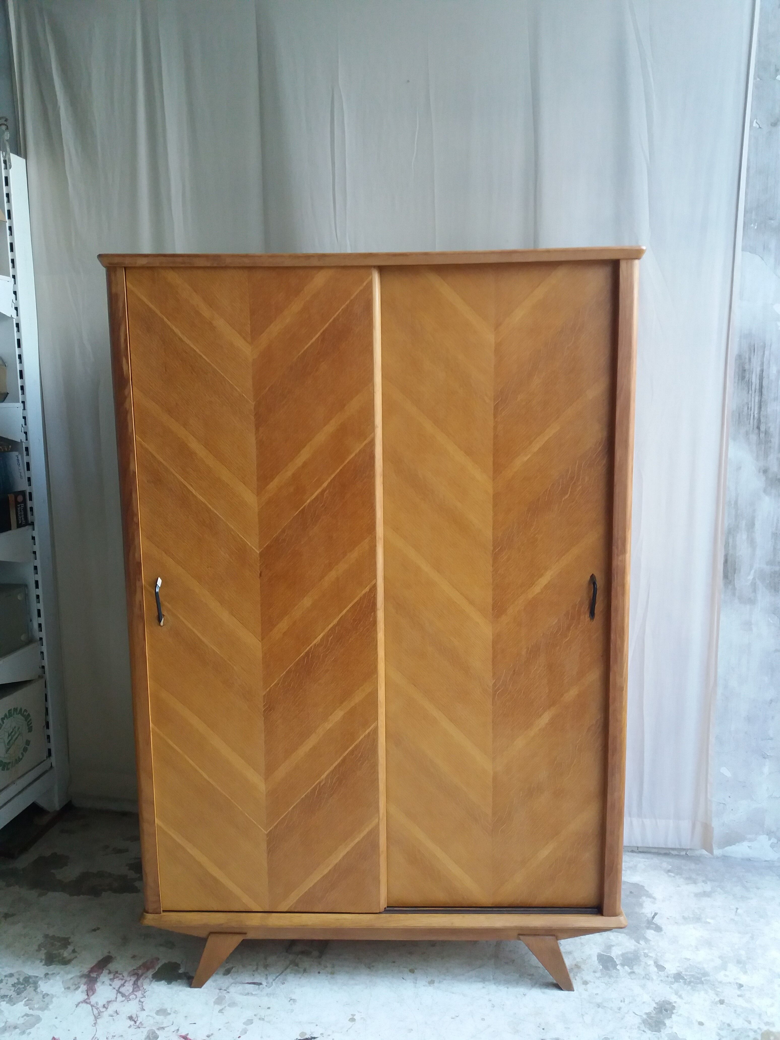 Vintage wardrobe with 2 sliding doors