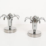 Pair of 1980s chrome metal space age wall lamps