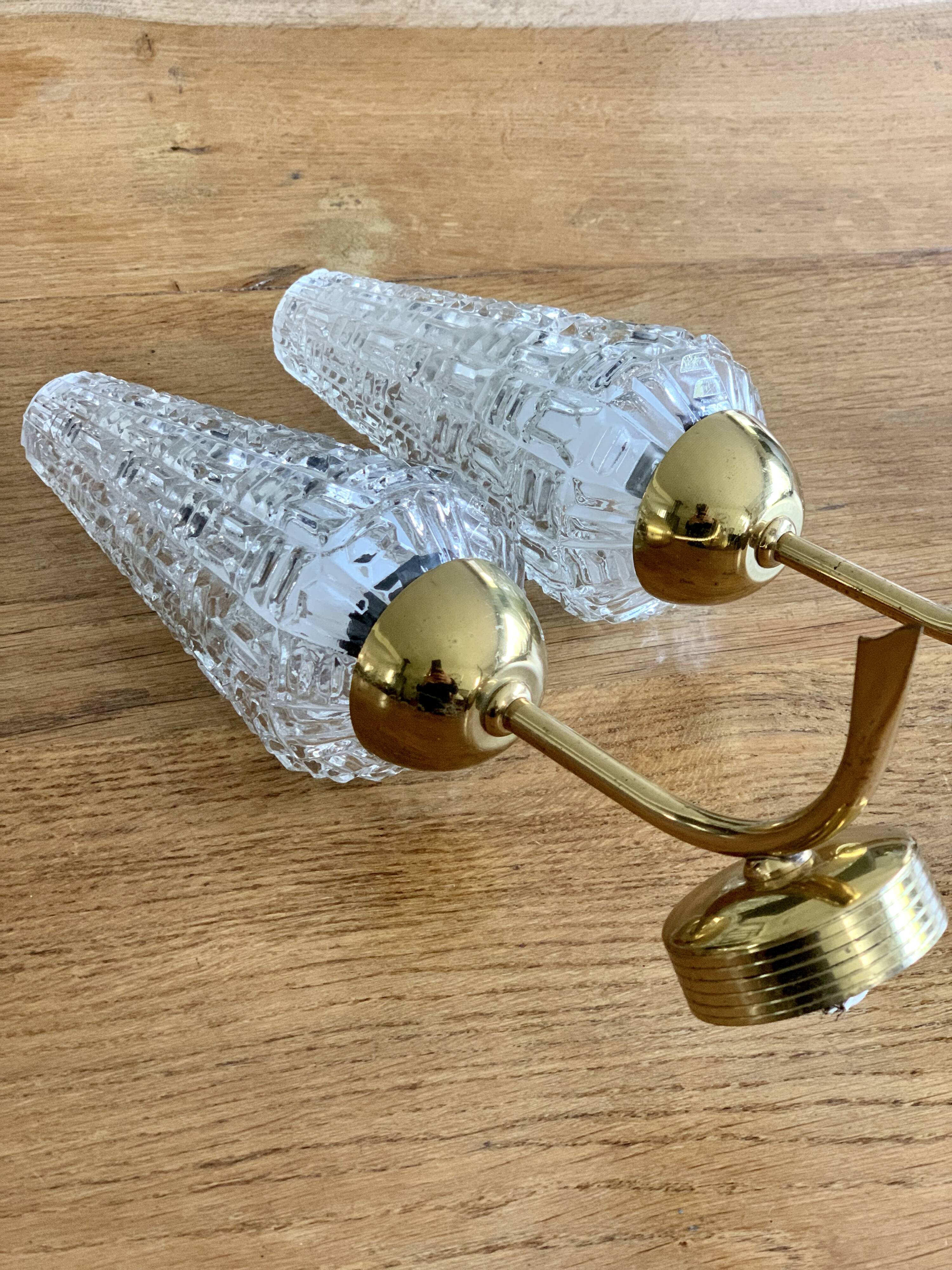 Pair of glass Tulip wall light