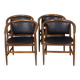 Ensemble de 4 chaises vintage en bois et cuir des années 1960 conçues par isa bergamo