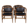 Ensemble de 4 chaises vintage en bois et cuir des années 1960 conçues par isa bergamo