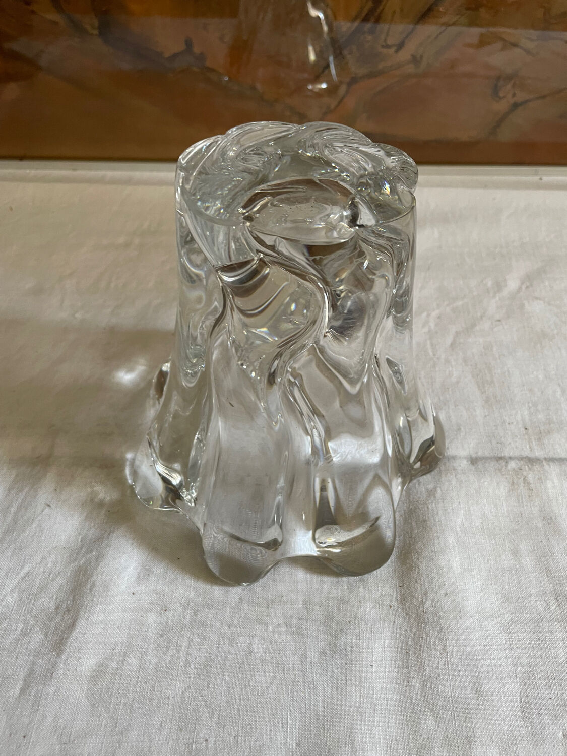 Crystal tulip vase sign Daume France