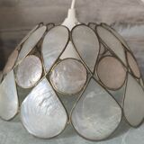 Vintage mother-of-pearl and brass pendant lamp