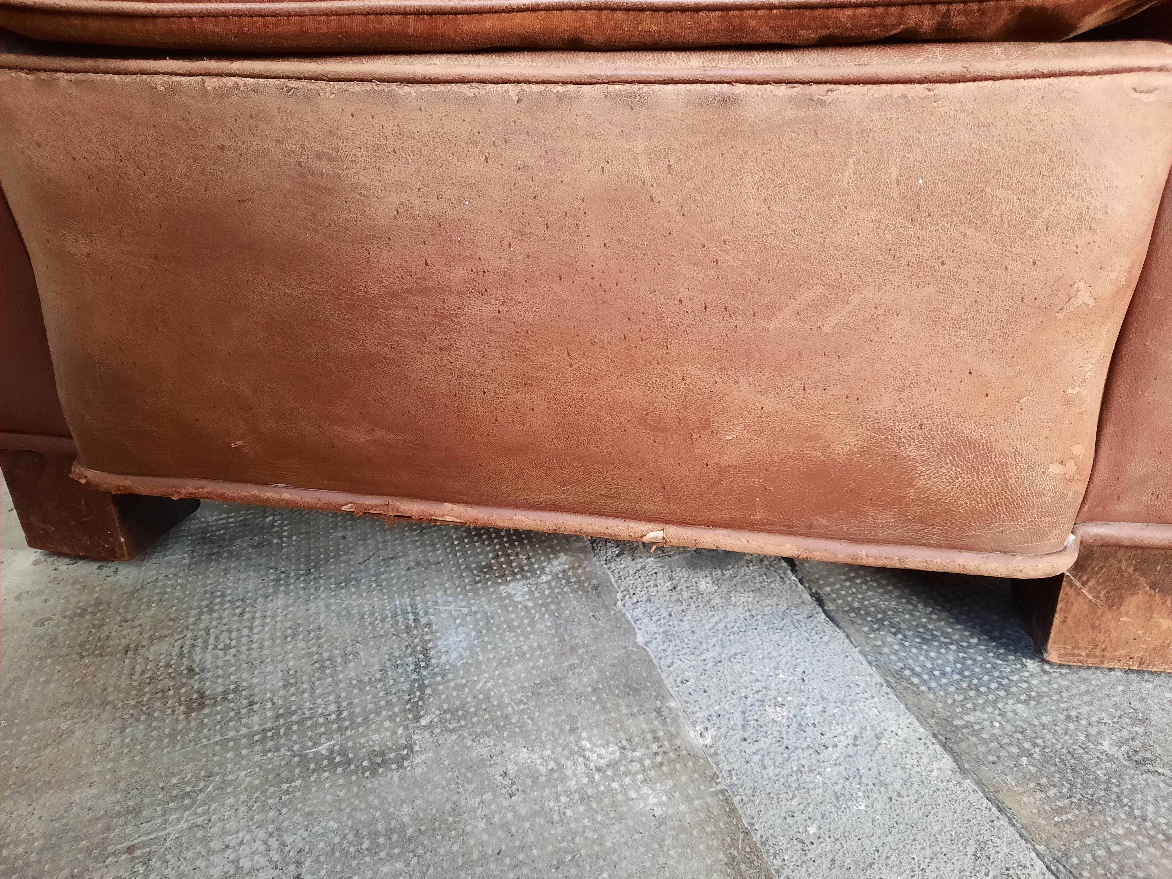 Leather club armchair, art deco