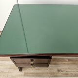 Executive Art Decò desk in exotic wood, glass, and brass
