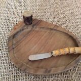 Wooden butter dish and knife
