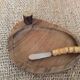 Wooden butter dish and knife