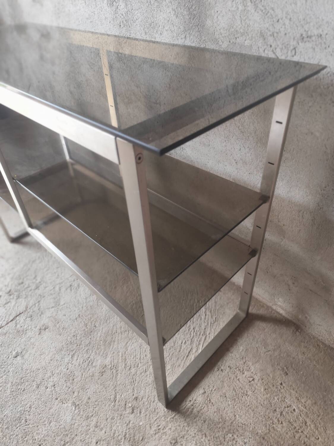 Seventies brushed metal console
