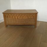 Vintage wood and rattan chest