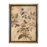 Moras tapestry element painting woven in 1850 with pink floral motifs on frame