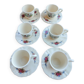 6 coffee cups & 6 saucers Obernai Sarreguemines