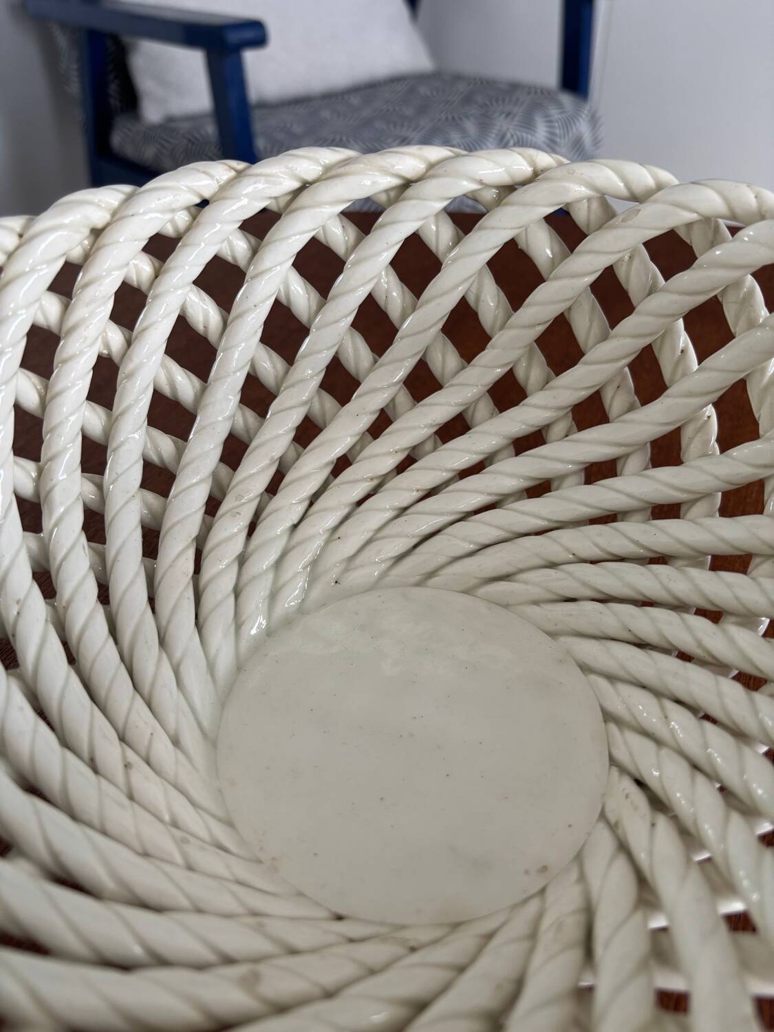 White openwork braided ceramic bowl - lace ceramic