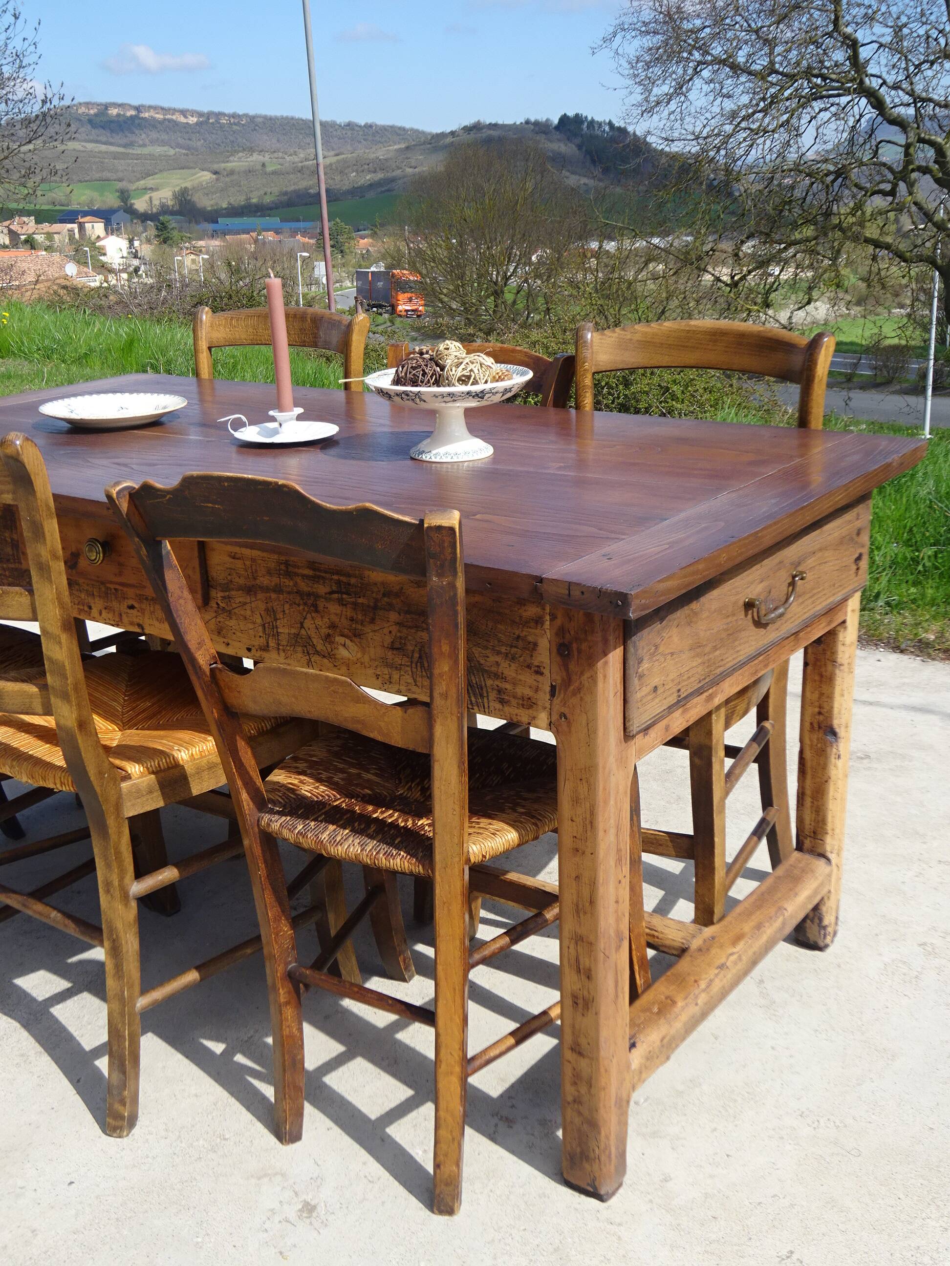 Ancienne table de ferme en chêne massif
