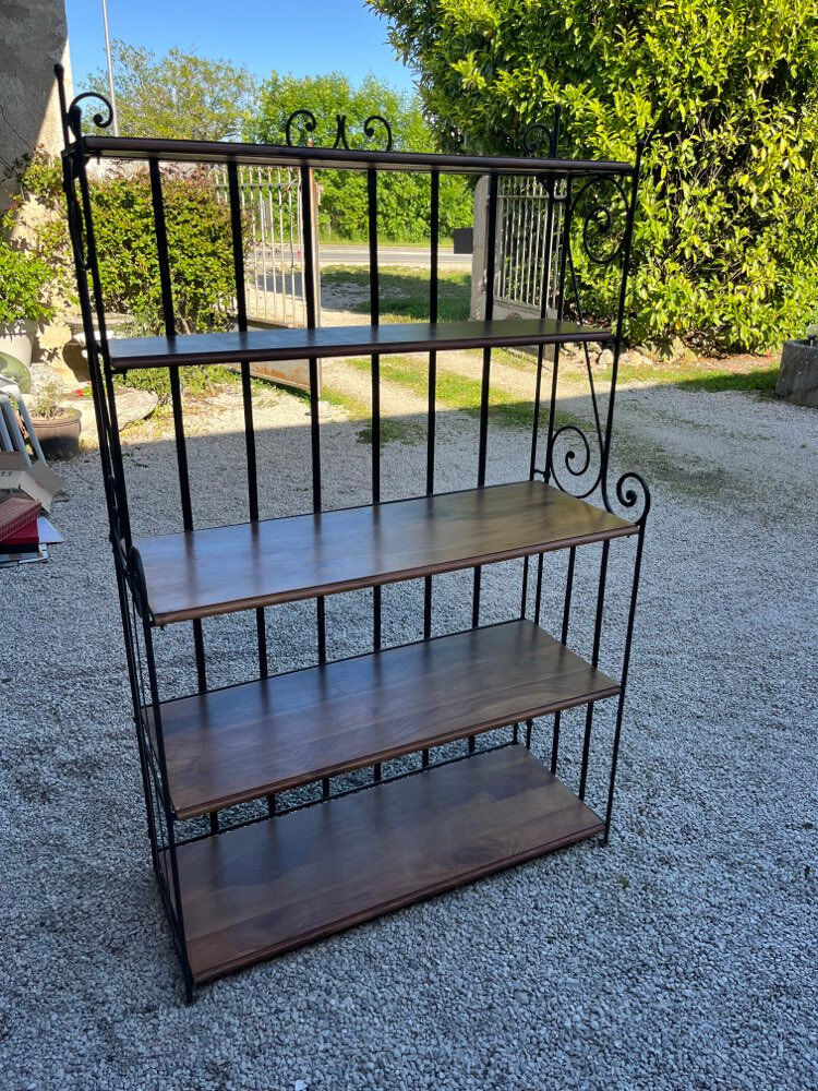 Baker's shelf in cast iron and teak