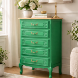 Vintage green oak chest of drawers from the 1960s.