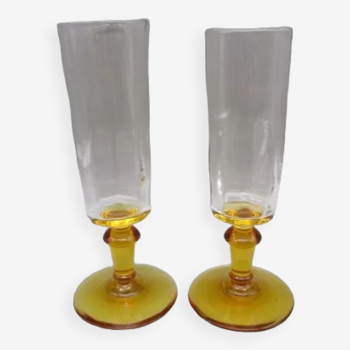 Pair of two-tone antique champagne flutes