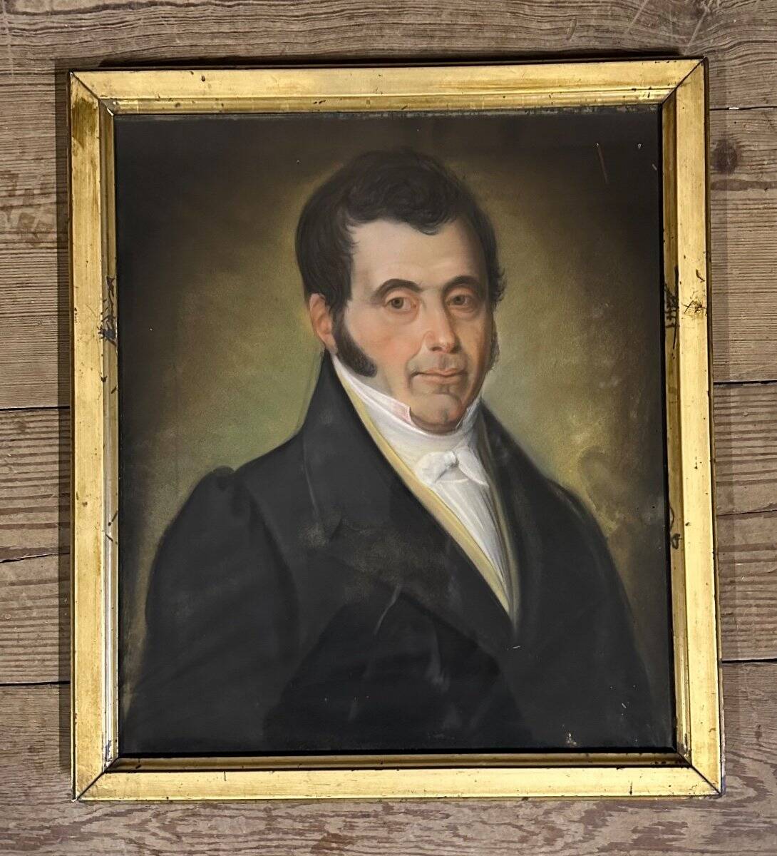Portrait masculin pastel milieu du XIXème siècle