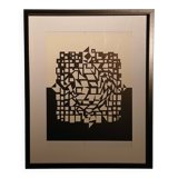 Tableau Op Art Vintage – Victor Vasarely – Black & White Optical Illusion
