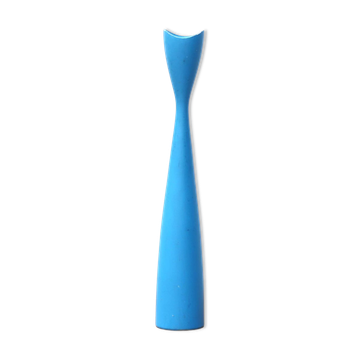 Scandinavian blue wooden candlestick from the 1980s.