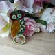 Vintage enamelled brass bottle opener 1970s Bar accessory bottle opener Owl bottle opener