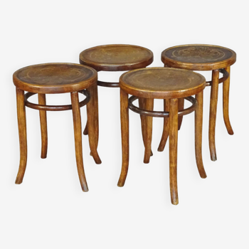 THONET stool N°B 302/47, curved wood bistro 1930/38