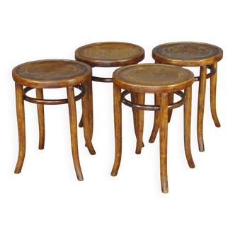 THONET stool N°B 302/47, curved wood bistro 1930/38