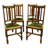 Set of 4 English oak chairs from the 1930s