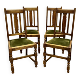 Set of 4 English oak chairs from the 1930s