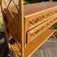Vintage 1960s rattan and oak shelf by Louis Sognot