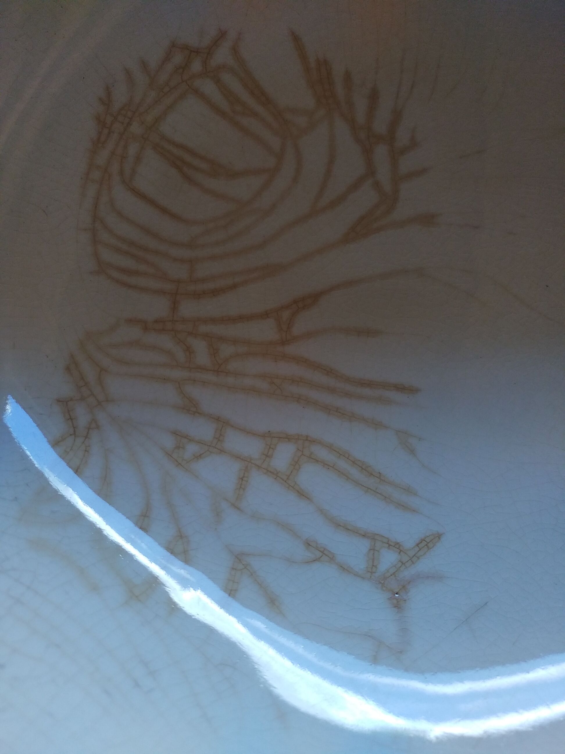 Cabin sink original liner, cracked faience