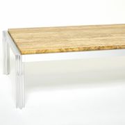 Table basse chrome aluminium travertin jaune George Ciancimino 1975