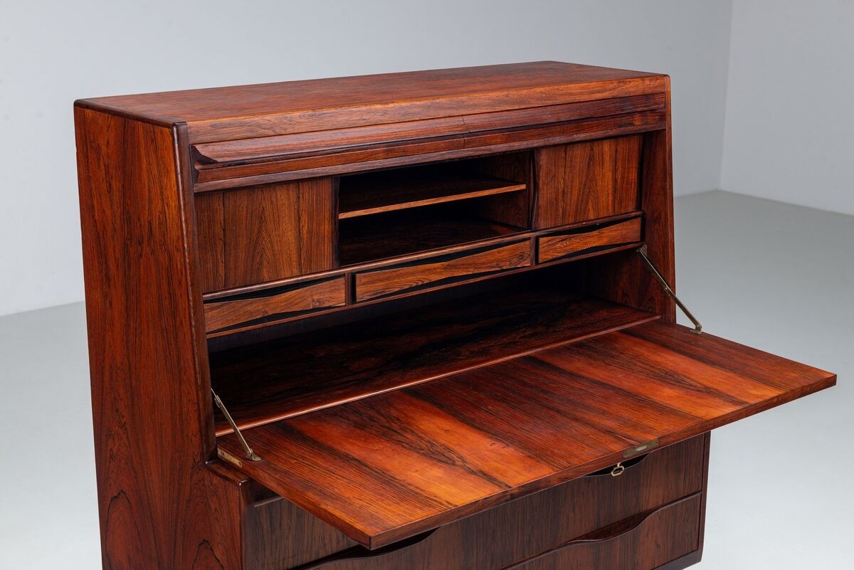 Bureau secrétaire Erling Torvits en palissandre Klim Mobelfabrik Danemark 1960