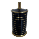 Porte-cigarettes vintage 1960 noir rayures dorées boîte - 14 x 7 cm