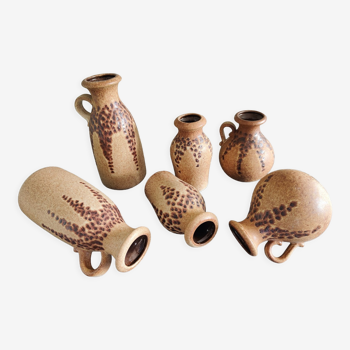 Ensemble de 6 vases vintage céramique Scheurich Germany années 50 60