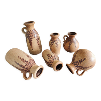 Ensemble de 6 vases vintage céramique Scheurich Germany années 50 60