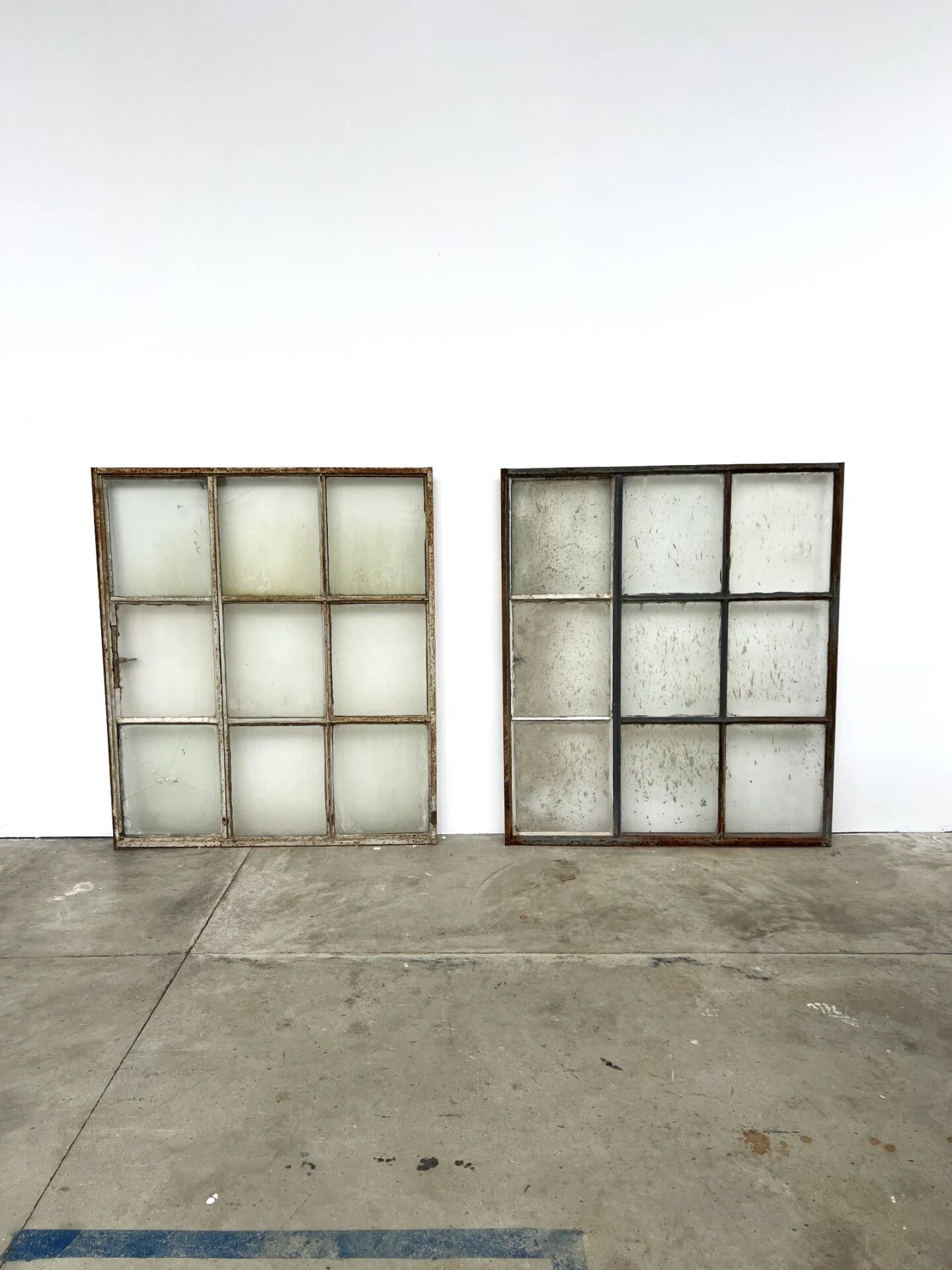 Old steel workshop skylight with opening.
