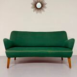 Ancien canapé haricot cocktail vert vintage design des années 50